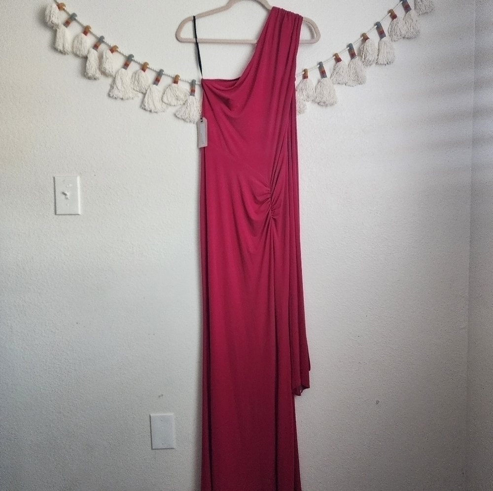 Katie May Attention Seeker One Shoulder Gown In Ruby Edgy Wedding Party NWT M